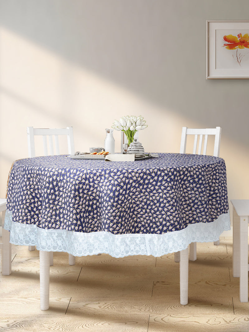 Vinyl Pvc Dining Table Cover Easy To Clean Table Cloth <small> (floral-blue)</small>