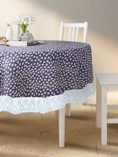 Vinyl Pvc Dining Table Cover Easy To Clean Table Cloth <small> (floral-blue)</small>