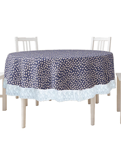 Vinyl Pvc Dining Table Cover Easy To Clean Table Cloth <small> (floral-blue)</small>