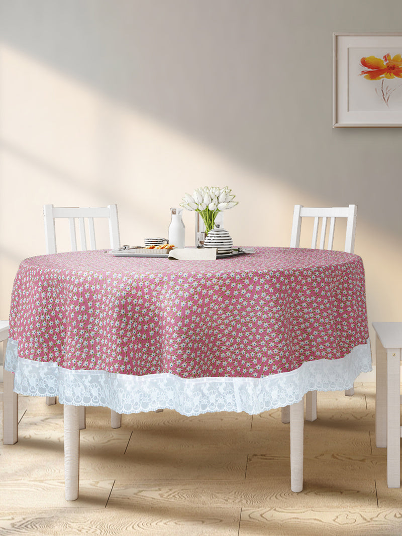 Vinyl Pvc Dining Table Cover Easy To Clean Table Cloth <small> (floral-pink)</small>