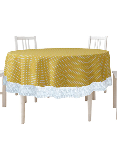 Vinyl Pvc Dining Table Cover Easy To Clean Table Cloth <small> (polka dot-yellow)</small>