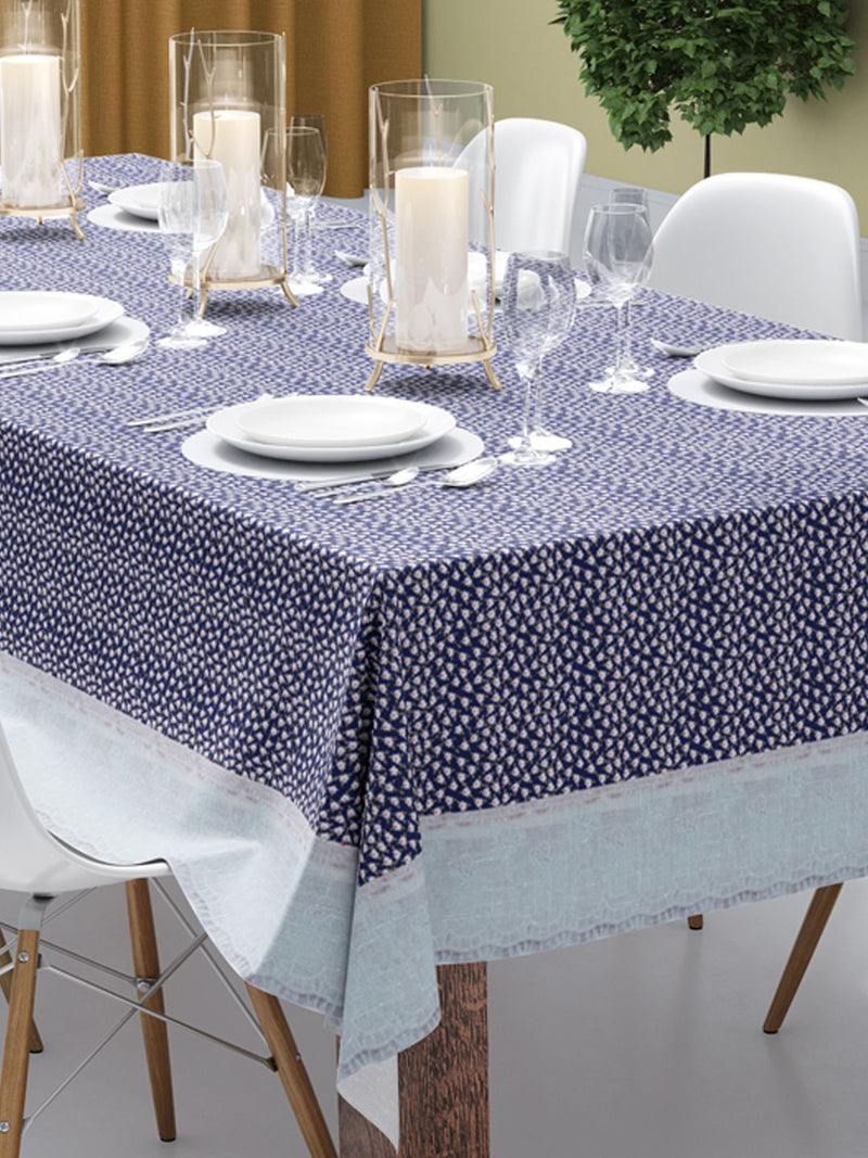 Vinyl Pvc Dining Table Cover Easy To Clean Table Cloth <small> (floral-blue)</small>