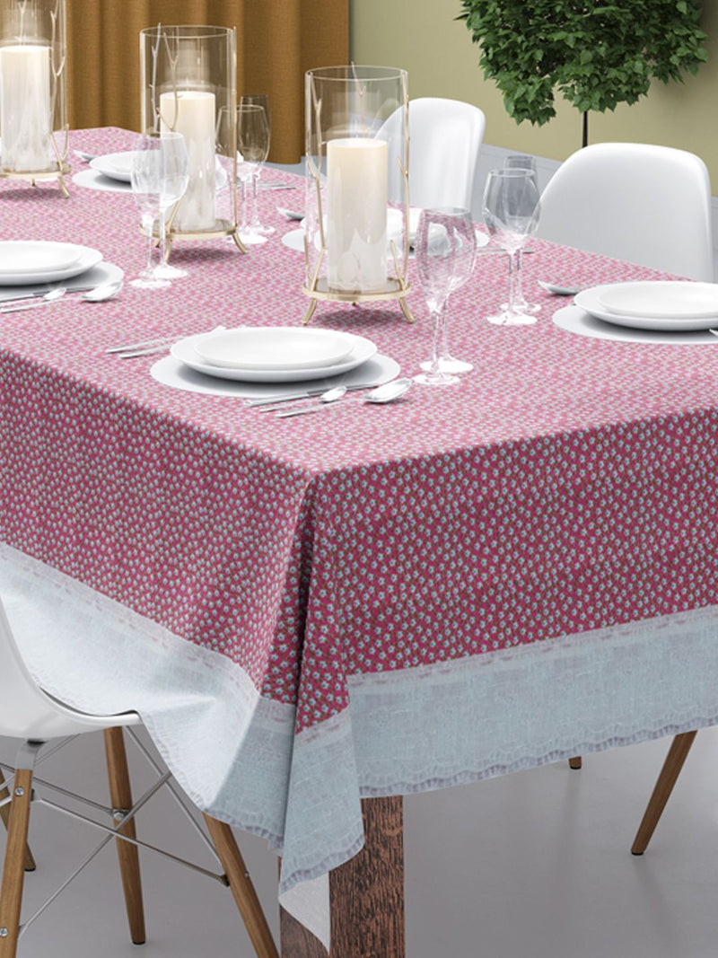 Vinyl Pvc Dining Table Cover Easy To Clean Table Cloth <small> (floral-pink)</small>