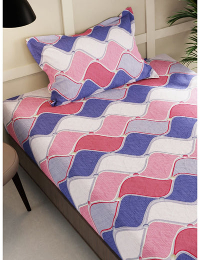 Extra Smooth Micro Single Bedsheet With 1 Pillow Cover <small> (abstract-blue/multi)</small>