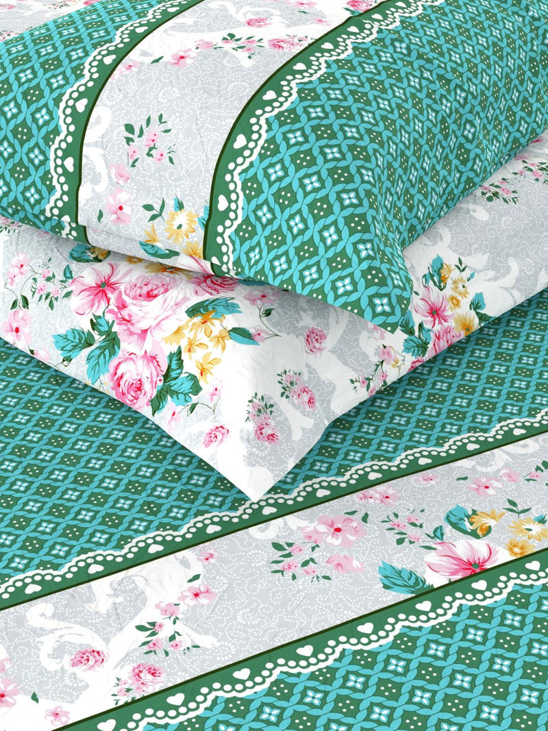 Extra Smooth Micro Double Bedsheet With 2 Pillow Covers <small> (floral-mint/multi)</small>