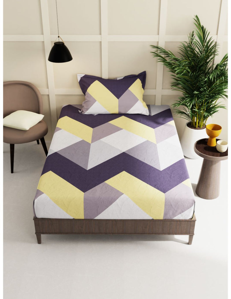 Extra Smooth Micro Single Bedsheet With 1 Pillow Cover <small> (geometric-mutli)</small>