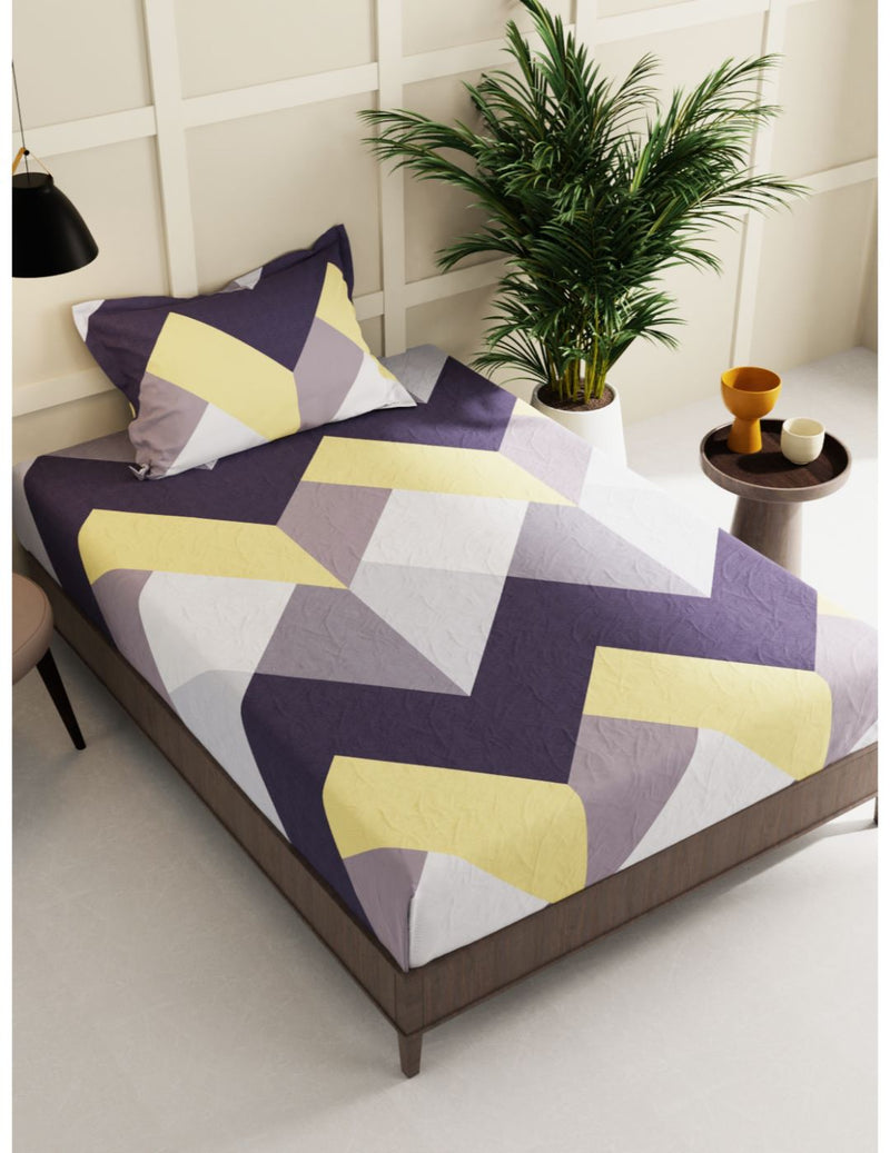 Extra Smooth Micro Single Bedsheet With 1 Pillow Cover <small> (geometric-mutli)</small>