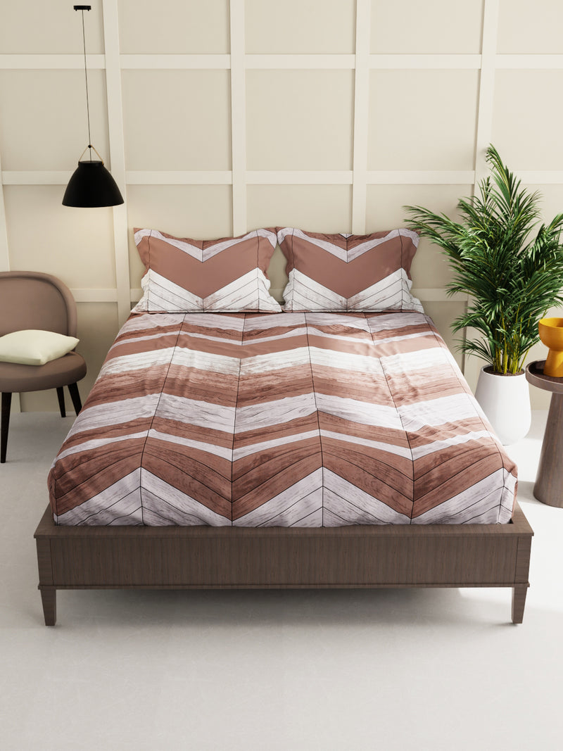 Extra Smooth Micro Double Bedsheet With 2 Pillow Covers <small> (geometric-brown/grey)</small>