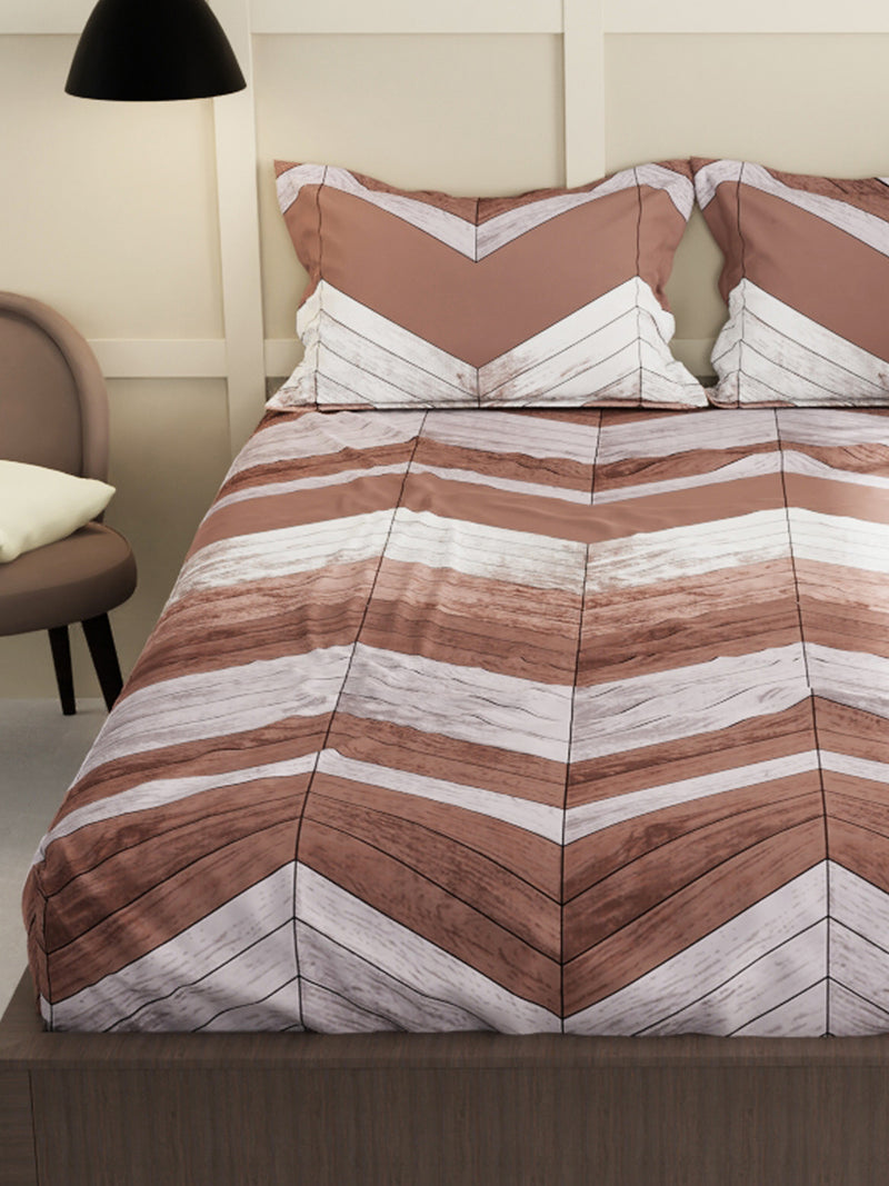 Extra Smooth Micro Double Bedsheet With 2 Pillow Covers <small> (geometric-brown/grey)</small>