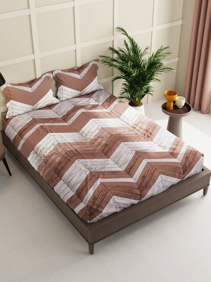 Extra Smooth Micro Double Bedsheet With 2 Pillow Covers <small> (geometric-brown/grey)</small>