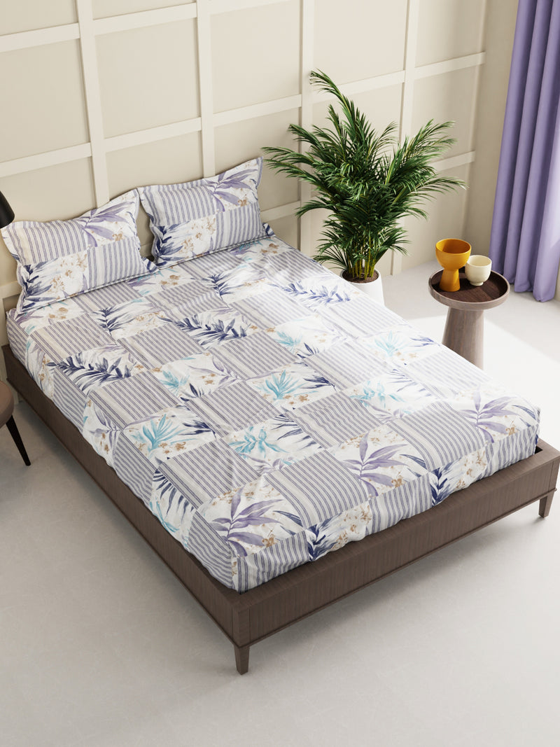 Extra Smooth Micro Double Bedsheet With 2 Pillow Covers <small> (stripe-blue/multi)</small>