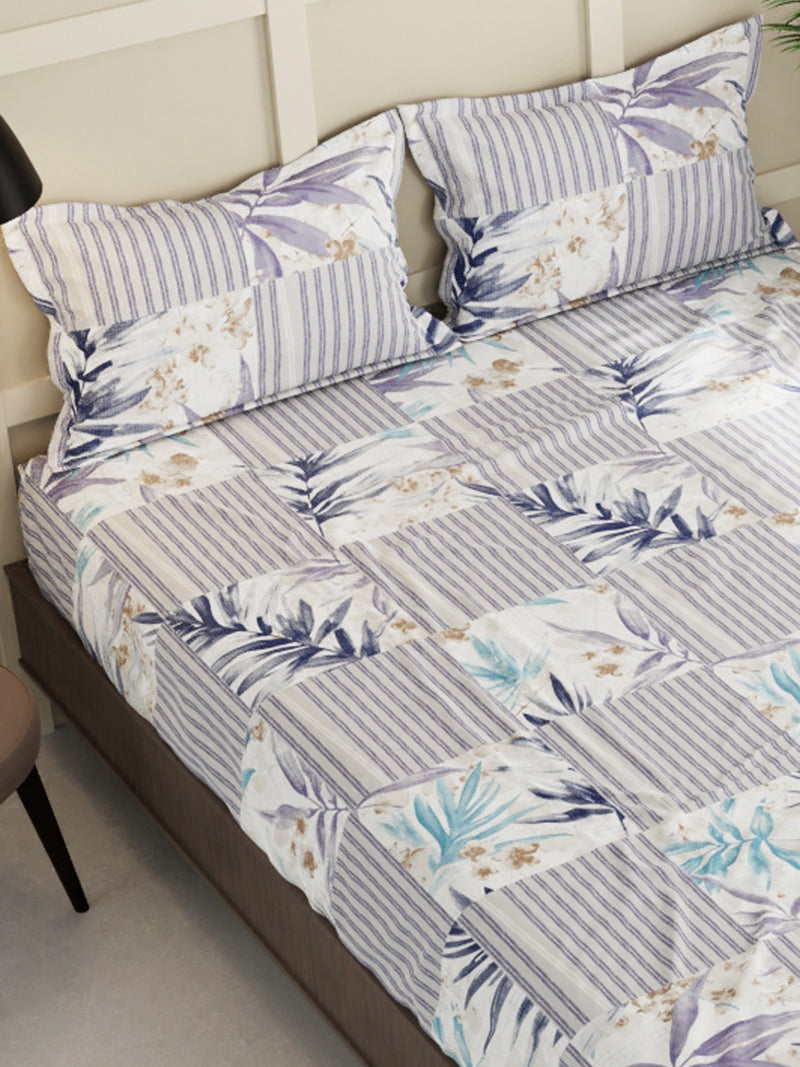 Extra Smooth Micro Double Bedsheet With 2 Pillow Covers <small> (stripe-blue/multi)</small>