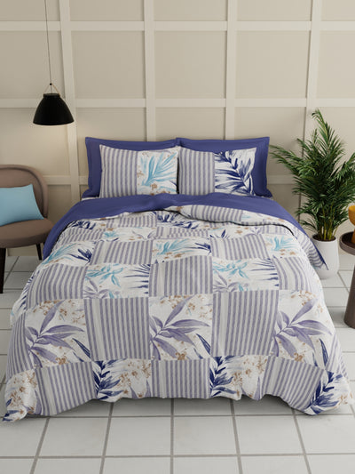 Extra Smooth Micro Double Bedsheet With 2 Pillow Covers <small> (stripe-blue/multi)</small>