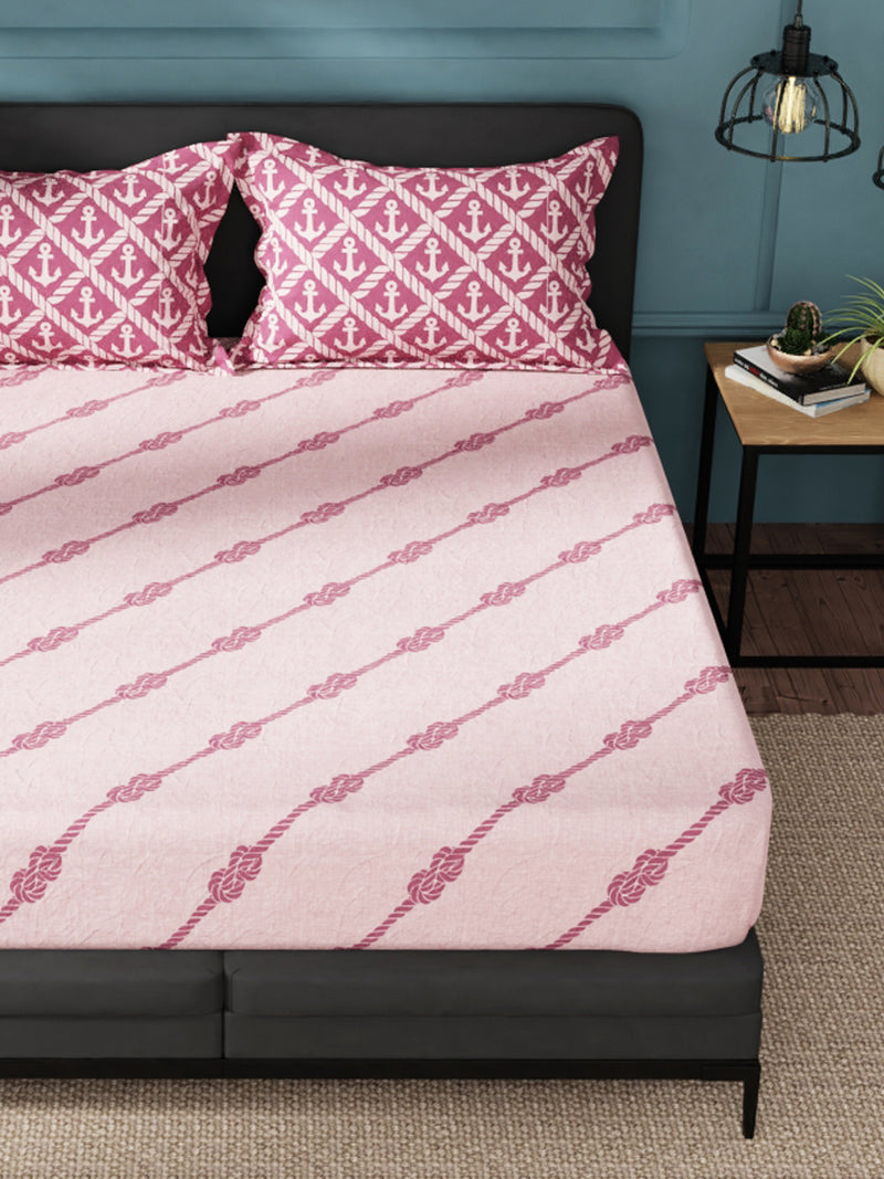 Super Soft 100% Cotton King Bedsheet With 2 Pillow Covers <small> (abstract-red/pink)</small>