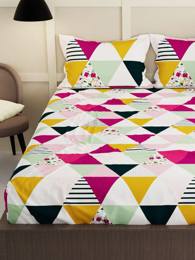 Extra Smooth Micro Double Bedsheet With 2 Pillow Covers <small> (geometric-multi)</small>