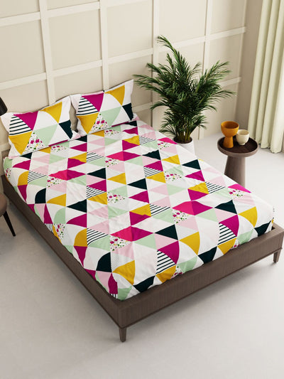 Extra Smooth Micro Double Bedsheet With 2 Pillow Covers <small> (geometric-multi)</small>