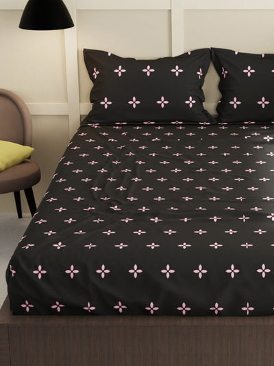 Extra Smooth Micro Double Bedsheet With 2 Pillow Covers <small> (floral-grey)</small>