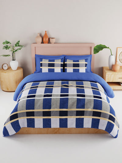 Bamboo Micro King Bedsheet With 2 Pillow Covers <small> (geometric-blue/yellow)</small>