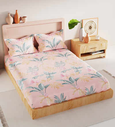 Bamboo Micro King Bedsheet With 2 Pillow Covers + 2 Pillows <small> (floral-crl)</small>