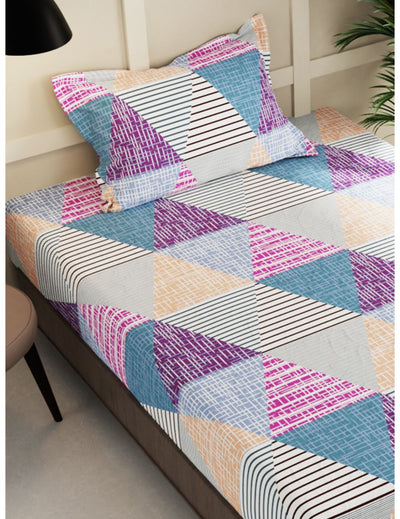 Extra Smooth Micro Single Bedsheet With 1 Pillow Cover <small> (geometric-multi)</small>