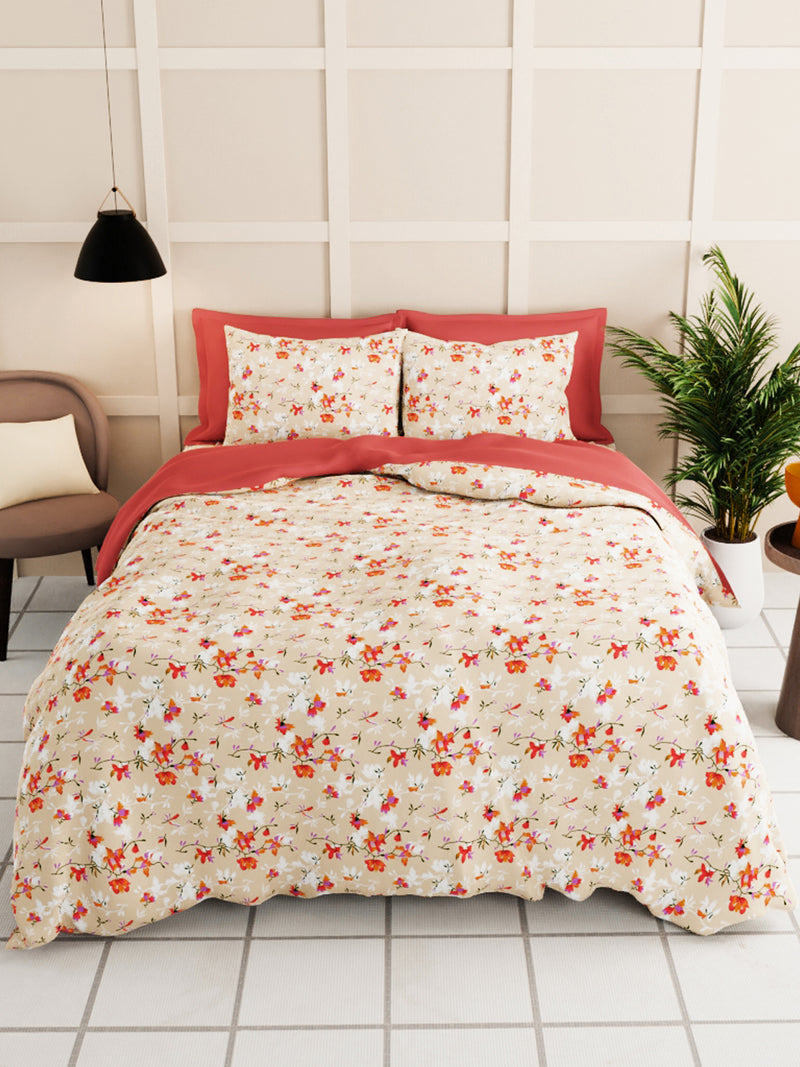 Extra Smooth Micro Double Bedsheet With 2 Pillow Covers <small> (floral-sand)</small>