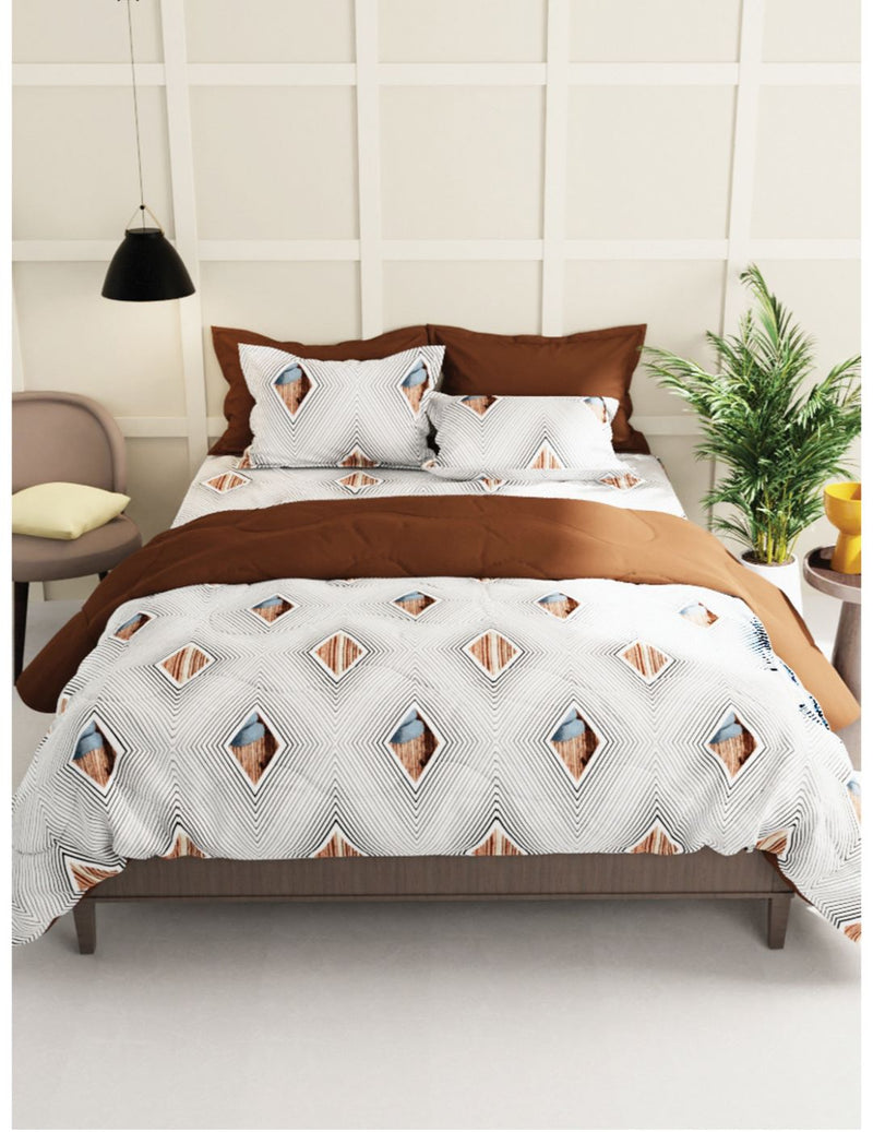 Extra Smooth Micro Single Bedsheet With 1 Pillow Cover <small> (geometric-black/white)</small>