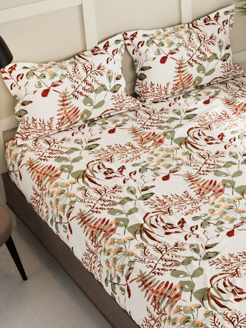 Extra Smooth Micro Double Bedsheet With 2 Pillow Covers <small> (floral-sage)</small>