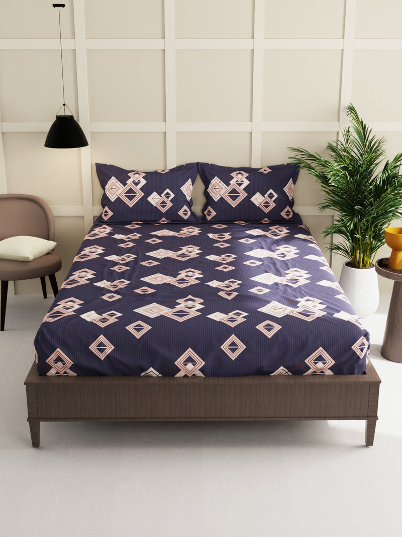 Extra Smooth Micro Double Bedsheet With 2 Pillow Covers <small> (geometric-slate/multi)</small>