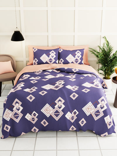 Extra Smooth Micro Double Bedsheet With 2 Pillow Covers <small> (geometric-slate/multi)</small>