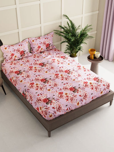 Extra Smooth Micro Double Bedsheet With 2 Pillow Covers <small> (floral-pink)</small>