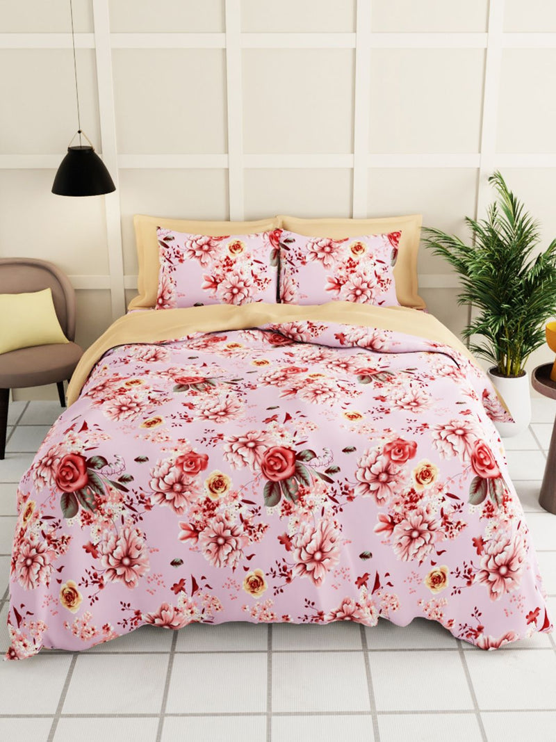 Extra Smooth Micro Double Bedsheet With 2 Pillow Covers <small> (floral-pink)</small>