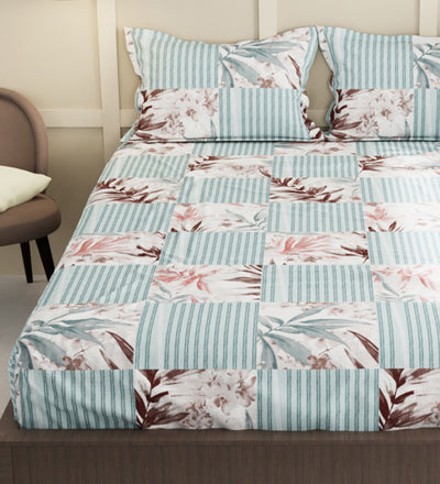 Extra Smooth Micro Double Bedsheet With 2 Pillow Covers + 2 Pillows <small> (floral-multi)</small>