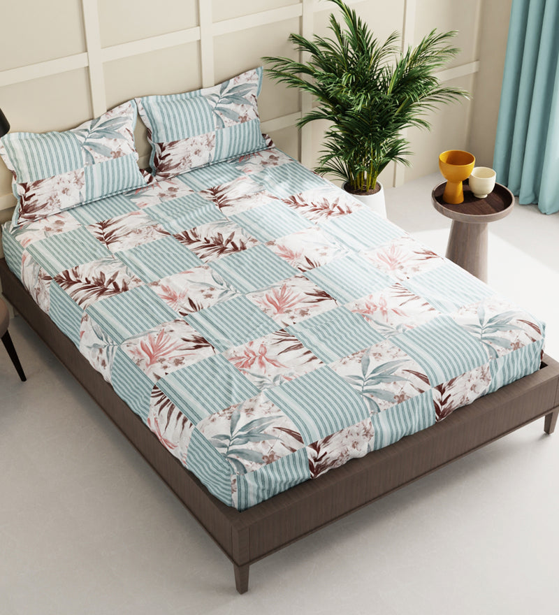 Extra Smooth Micro Double Bedsheet With 2 Pillow Covers + 2 Pillows <small> (floral-multi)</small>