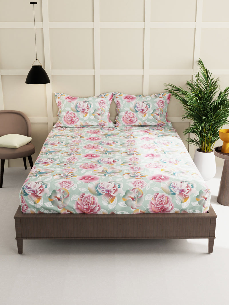 Extra Smooth Micro Double Bedsheet With 2 Pillow Covers <small> (floral-ivory/multi)</small>