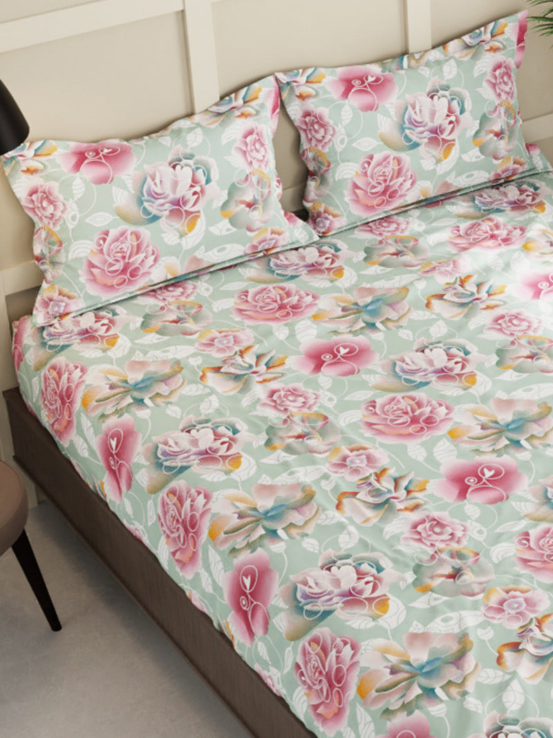 Extra Smooth Micro Double Bedsheet With 2 Pillow Covers <small> (floral-ivory/multi)</small>