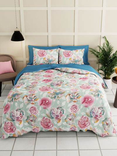 Extra Smooth Micro Double Bedsheet With 2 Pillow Covers <small> (floral-ivory/multi)</small>