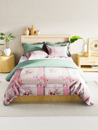 Bamboo Micro King Bedsheet With 2 Pillow Covers <small> (floral-pink/ivory)</small>