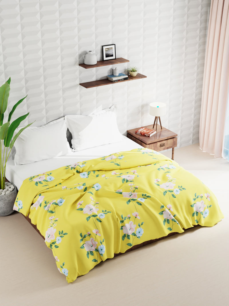 Super Soft Microfiber Double Roll Comforter For All Weather <small> (floral-yellow)</small>