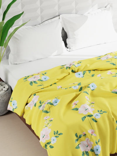 Super Soft Microfiber Double Roll Comforter For All Weather <small> (floral-yellow)</small>