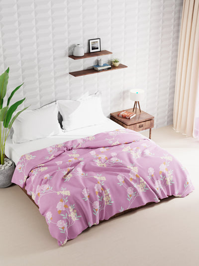 Super Soft Microfiber Double Roll Comforter For All Weather <small> (floral-pink)</small>