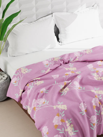 Super Soft Microfiber Double Roll Comforter For All Weather <small> (floral-pink)</small>