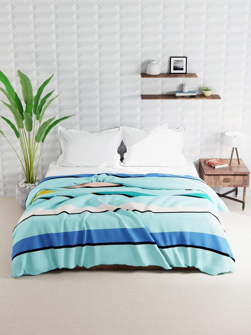 Super Soft Microfiber Double Roll Comforter For All Weather <small> (stripe-green/multi)</small>