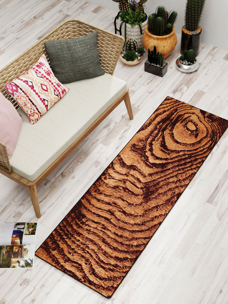 Modern Designer Printed  Carpet Area Rug With Anti Slip Backing <small> (wood-brown/beige)</small>