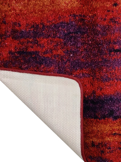 Modern Designer Printed  Carpet Area Rug With Anti Slip Backing <small> (abstract antique-red/plum)</small>