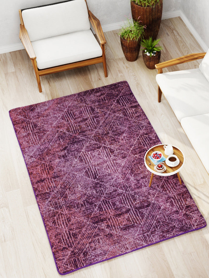 Modern Designer Printed  Carpet Area Rug With Anti Slip Backing <small> (geometric handtuft-plum)</small>