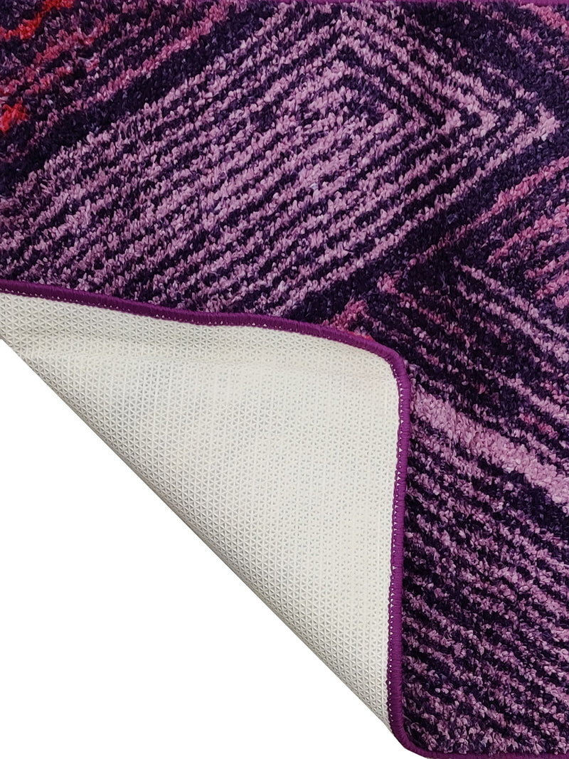 Modern Designer Printed  Carpet Area Rug With Anti Slip Backing <small> (handpaint lines-plum)</small>