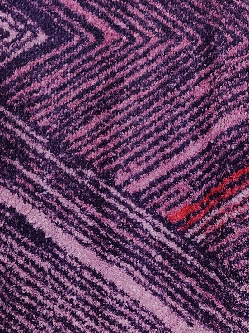 Modern Designer Printed  Carpet Area Rug With Anti Slip Backing <small> (handpaint lines-plum)</small>