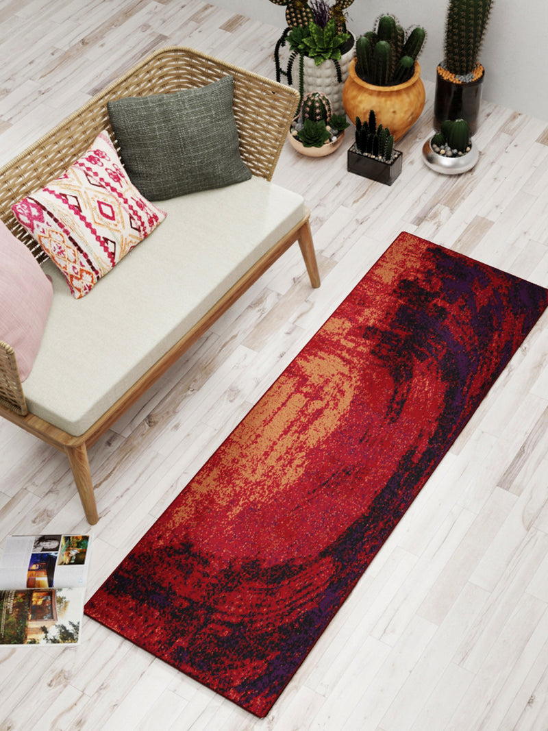 Modern Designer Printed  Carpet Area Rug With Anti Slip Backing <small> (brush stroke-red/multi)</small>