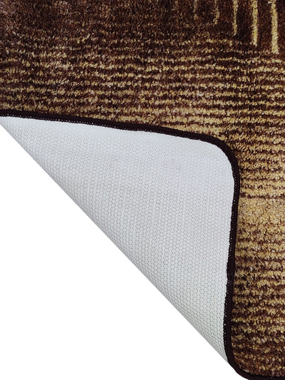 Modern Designer Printed  Carpet Area Rug With Anti Slip Backing <small> (corner stripes-beige/brown)</small>