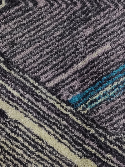 Modern Designer Printed  Carpet Area Rug With Anti Slip Backing <small> (handpaint lines-grey/blue)</small>